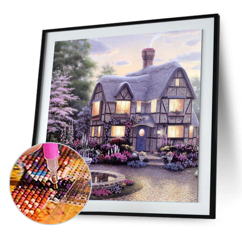 Newzeroin DIY 5D Diamond Painter Set, Complete Drill Lighting, Warm House, Kre