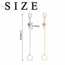 Dangler Eardrop Earrings Tassel Chain Six-Pointed Star Diamonds Long Ear Clips