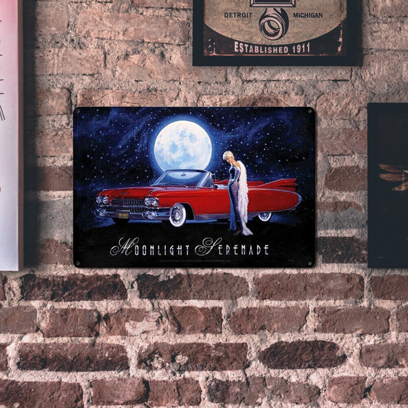 Moon Car Lady Retro Metal Plate Tin Sign Plate for Bar Pub Club Cafe Iron Paint