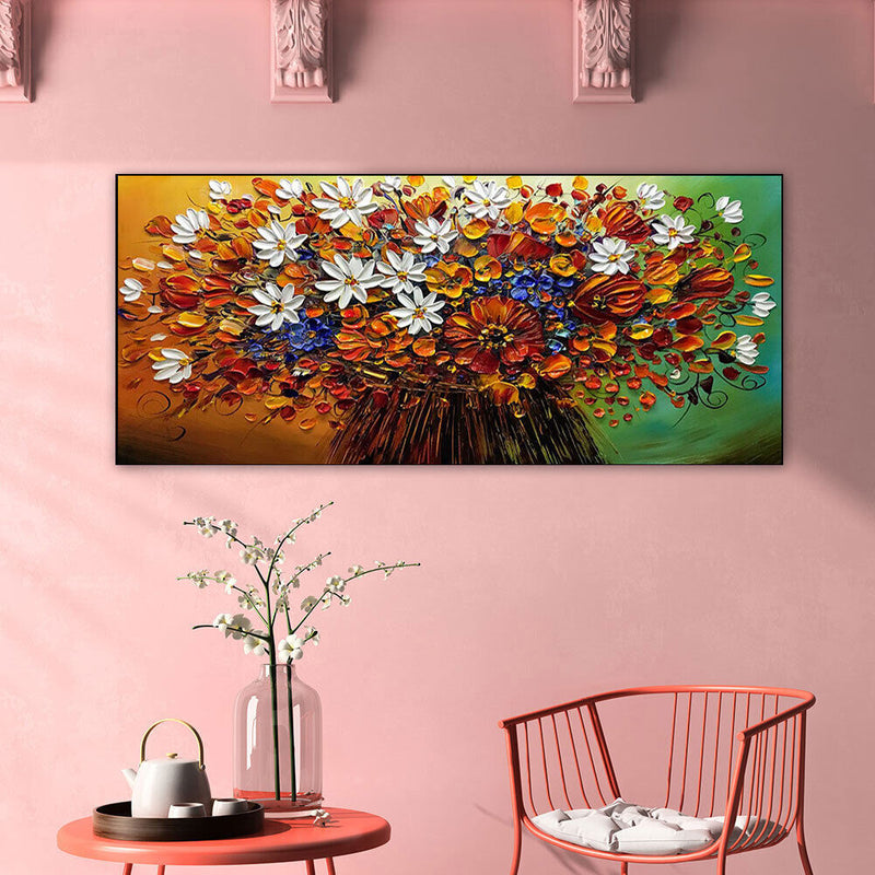 Wild Flowers Oil Paint By Numbers Kits Canvas Picture Wall Art DIY Craft Color