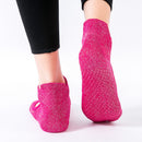 Women Yoga Socks Non-Slip Quick-Dry Backless Ballet Pilates Socks (Rose) Newly