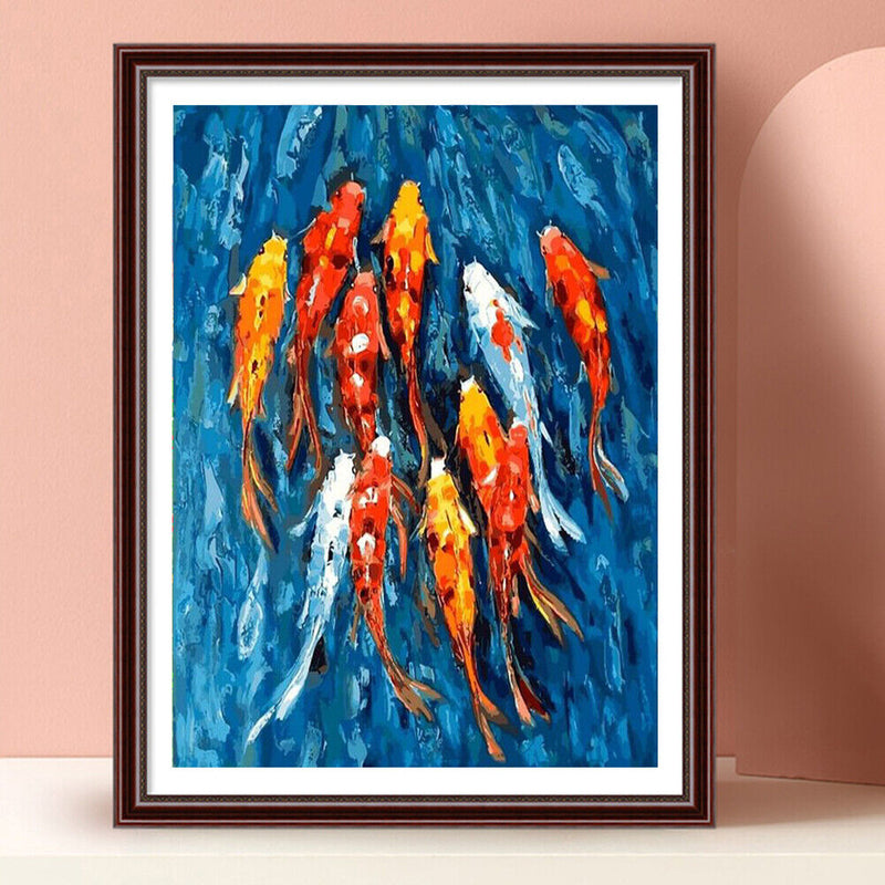 Full Embroidery Koi Fish Stamped Canvas 11CT DIY Cross Stitch Kits Decor Gifts