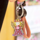 4pcs DIY Full Drill Diamond Paintng Girl Angle Style Special Shape Keychain Gift