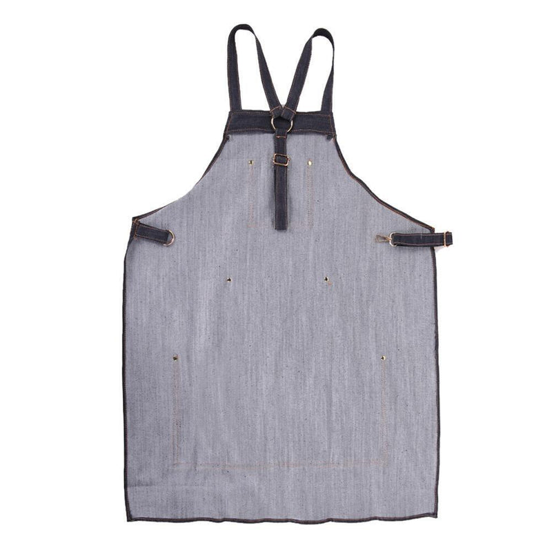 Unisex Pocket Antifouling Denim Cloth Work Apron Cafe Kitchen Cooking Bibs Newly