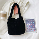 5pcs Retro Women Plush Leopard Love Shoulder Bag(Black)