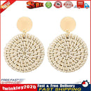 Rattan Earrings Geometric Woven Wicker Boho Beach Dangle Earrings (Round) Newly