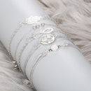 5pcs/set Women Adjustable Cuff Bracelet Map Beads Palm 8 Hand Chain Jewelry Gift
