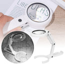 LED Light and Stand Magnifying Glass Foldable Magnifier Handheld with Light