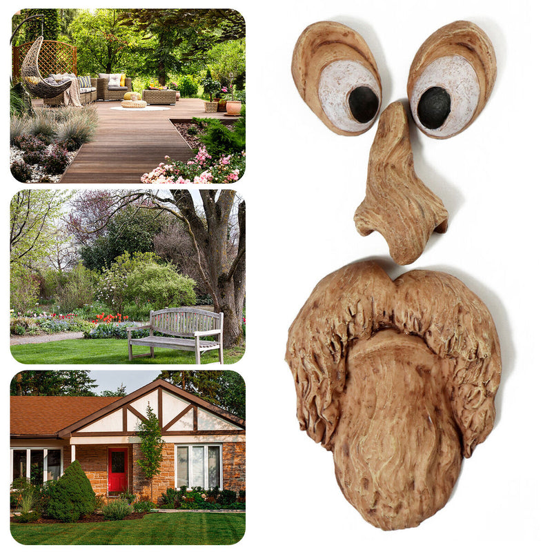 Old Man Tree Face Hugger, Funny Bark Facial Features Art Decor for Yard, Ga