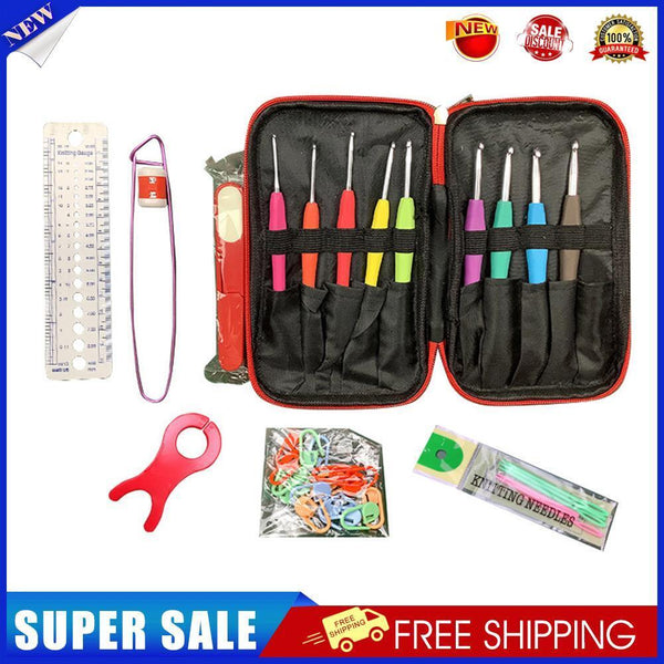 1 Set TPR Crochet Hook Yarn Knitting Case Needle Sewing Gauge Scissors Tool