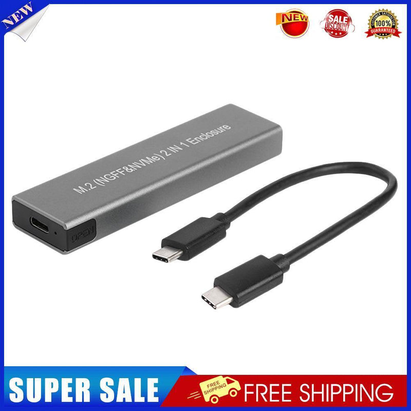 M.2 NVME PCIE SATA M/B Key SSD USB Type C Enclosure (USB-C To USB-C Cable)