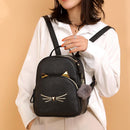 Teenagers Backpack Leather School Bags Girl Cartoon Square Satchel (Black)