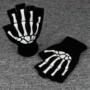 Gothic Knitted Black with White Skeleton Bones Fingerless Punk Gloves Sale L8I6