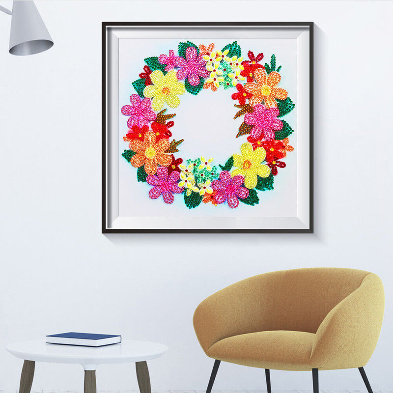 5D DIY Colorful Wreath Part Special Drill Diamond Painting Mosaic Artwork Newly