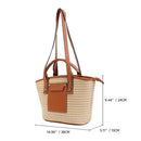 Straw Tote Handbag Woven Handmade Beach Basket Leather Women Vacation Purses