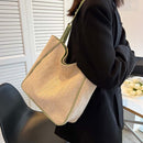 Beach Straw Shoulder Bags Women Large Leather Tote Shopping Handbag (Green)
