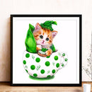 DIY Diamond Painting Part Special Shaped Drill Cat in Cup Rhinestone Modern Art