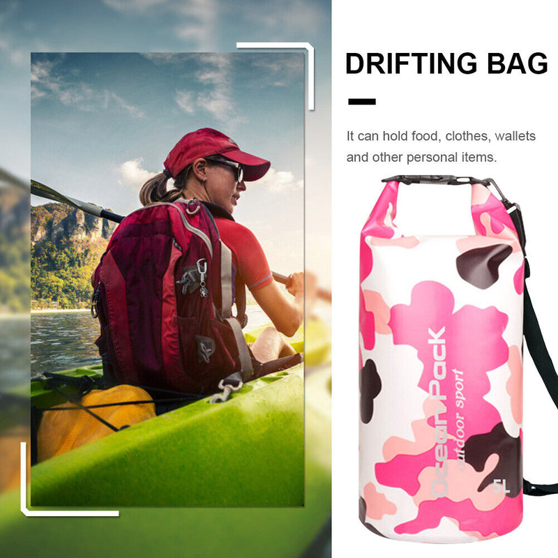 Waterproof Dry Bag Sack Swimming Kayak Canoe Boating Storage Pack (Pink 5L)