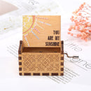 Wooden Carved Retro Hand Crank Music Box You Are My Sunshine Music Box (B) Newly