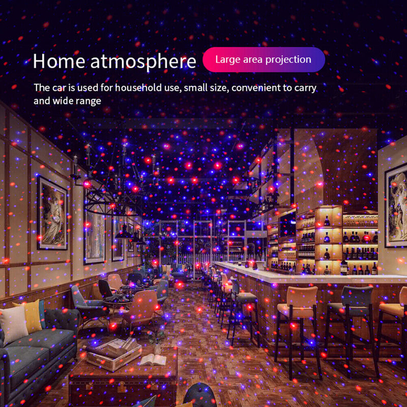 USB Car Ceiling Atmosphere Light 2-Color Starry Sky Ambient Lamp (Red+Blue)