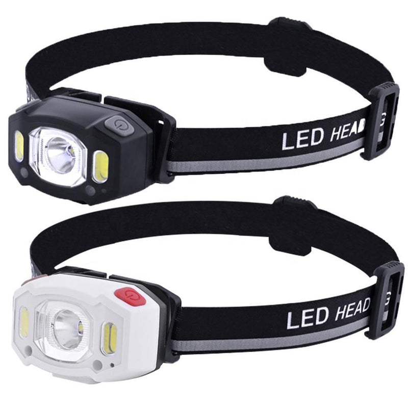 USB Rechargeable Headlamp Gesture Sensor Headlight Head Flashlight (Black)