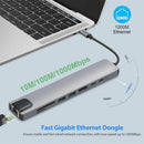 Gigabit Ethernet Dongle 4K HDMI Adapter 87W PD Type C To USB-C Hub USB 3.0 Port