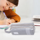 Large Capacity Pencil Cases Double Zipper Oxford Cloth Pen Box (Light Grey)