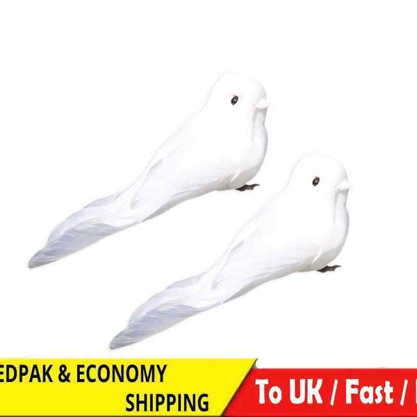 2pcs White Feather Artificial Foam Doves Lover Peace Doves Bird Home Decor
