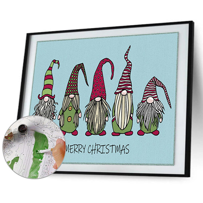 Christmas Gnome Oil Paint By Numbers DIY Coloring Picture for Adults Children