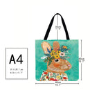 Animal wreath Printed Shoulder Shopping Bag Casual Large Tote Handbag