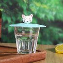 Claer Torx Silicone Cup Cover Leak Proof Cartoon Lid (Pink Blue Cat Head)