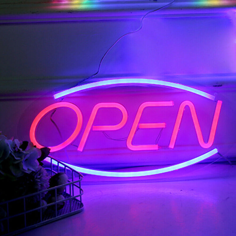 USB Powered Neon Sign Light Acrylic LED Wall Hanging Lamp Decor (Open)