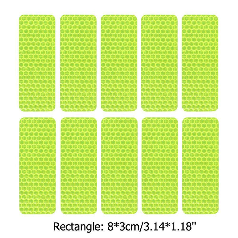 10pcs Car Reflective Stickers Warning Strip Safety Tapes (Rectangle)(Green)