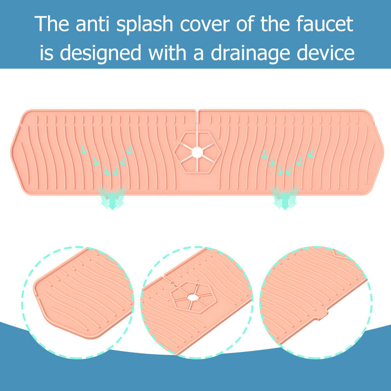 Silicone Faucet Absorbent Draining Mat Splash Guard Water Catcher (Pink) Newly