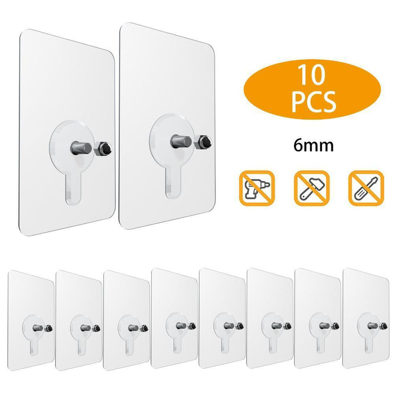 Nail Free Adhesive Screw Stickers - Wall Non-Trace No Drilling Hooks (6mm)