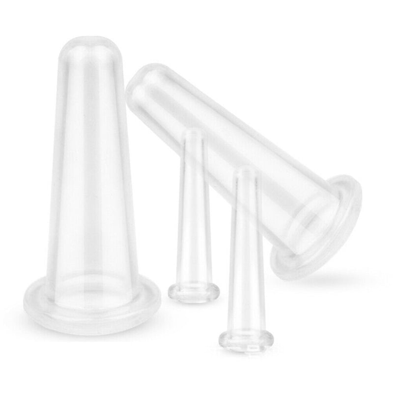 4pcs Silicone Cupping Can Vacuum Face Massage Cup Health Care Tool (White) Newly