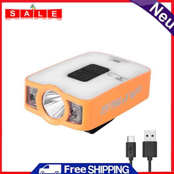 LED Smart Sensor Cap Clip Light XPG+COB Portable Headlamp for Fishing (Orange)