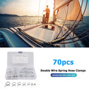 70pcs Double Wire Hose Fuel Line Hose Tube Spring Clips Clamps Assortment 6-18mm