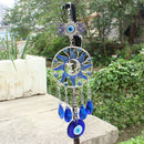 Crystal Dream Catchers Pendant Blue Devil Eyes Hanging Windchime Window Ornament