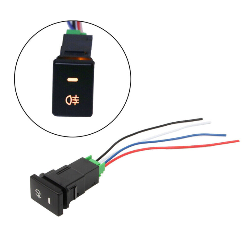 12V Waterproof 4-Wire Push Button Fog Light Switch with Yellow LED for Toyo