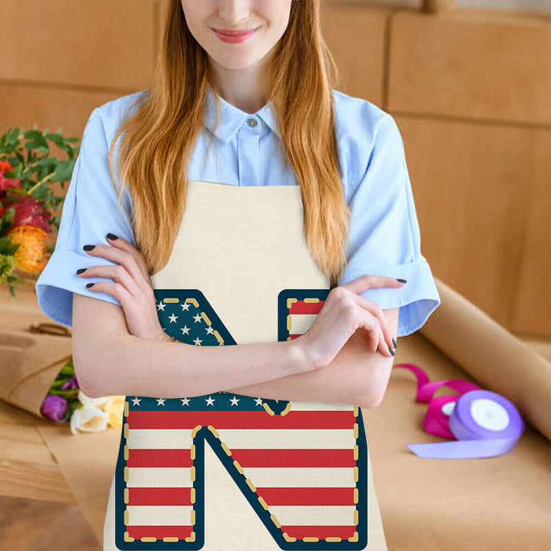 Flag N Print Apron Linen Waterproof Cooking Bibs Chefs Pinafore (68x55cm)