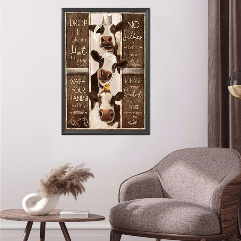 5D DIY Diamond Painting Kits Full Round Drill Three Cows English Mosaic