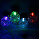 LED Solar Lamp Cracked Glass Ball Hanging Light Waterproof Garden Decor (F)