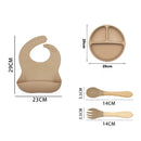 #A 6pcs Silicone Baby Feeding Set Anti Slip Baby Food Accessories Cutlery Set So