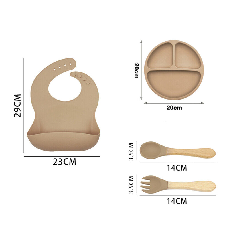 #A 6pcs Silicone Baby Feeding Set Anti Slip Baby Food Accessories Cutlery Set So