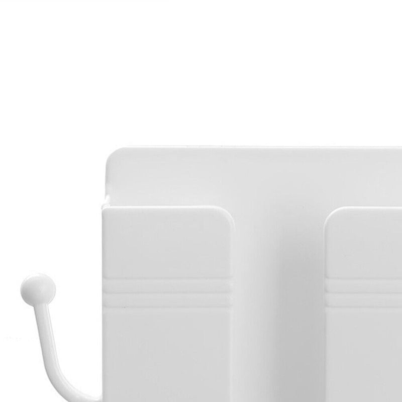 Adhesive Remote Control Mobile Phone Charging Plug Organizer Rack (White) Newly