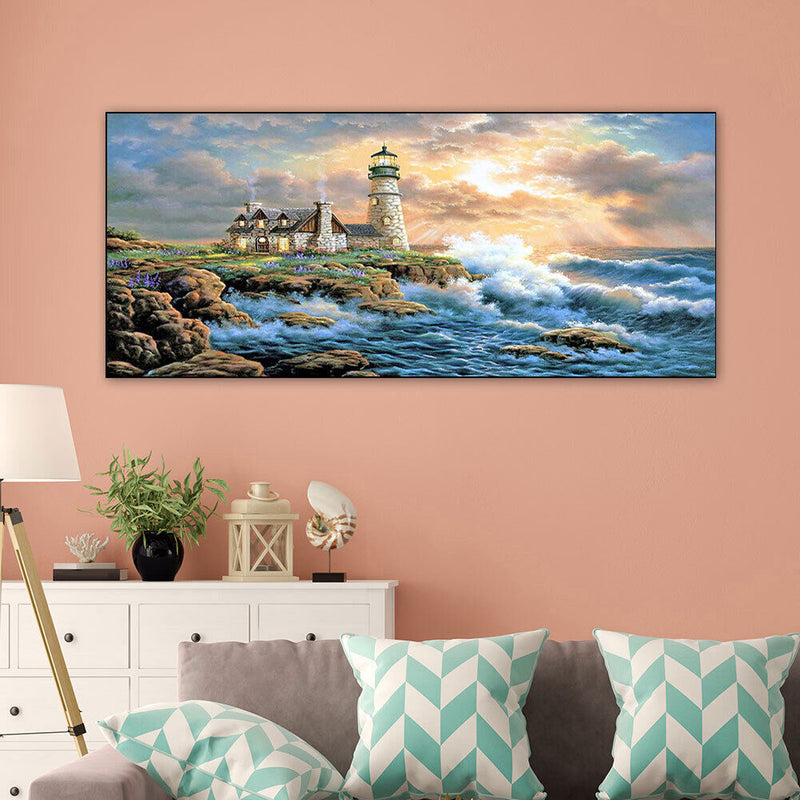 Lighthouse Oil Paint By Numbers Kits Canvas Picture Wall Art DIY Craft Colo