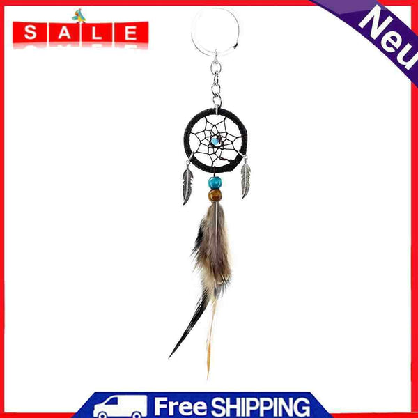 Mini Dreamcatcher Feather Pendant Car Keychains Keyrings Handcraft Decoration
