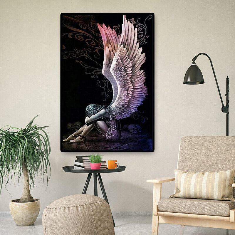 5D Kit Rhinestone Picture DIY Angel with Wings Full Round Drill Diamond Painting