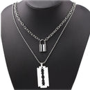Party Jewelry Women Men Collar Chain Necklace Key Lock Pendant Punk Choker